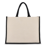 Sac en coton avec côtés et fond en jute coloré 320 g/m² couleur noir troisième vue