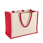 Sac en coton avec côtés et fond en jute coloré 320 g/m² couleur rouge deuxième vue