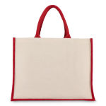 Sac en coton avec côtés et fond en jute coloré 320 g/m² couleur rouge troisième vue