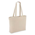 Sac en coton OEKO-TEX avec fermeture éclair 320 g/m² couleur beige deuxième vue