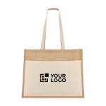 Sac en jute avec poche frontale en coton et anses assorties 320 g/m² vue principale
