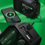 Radio d’urgence en plastique ABS avec lampe torche et alarme Philips couleur noir sixième vue