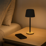 Lampe de table personnalisable avec 3 modes d’éclairage couleur noir neuvième vue