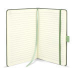 Carnet en cuir synthétique au design original A5 à pages lignées couleur vert olive quatrière vue