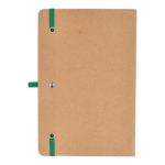 Carnet à couverture souple en papier kraft FSC A5 à pages quadrillées couleur vert troisième vue