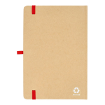 Carnet en carton avec détails colorés A5 à pages lignées couleur rouge troisième vue