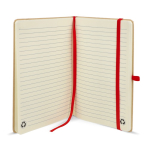 Carnet en carton avec détails colorés A5 à pages lignées couleur rouge quatrière vue
