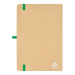 Carnet en carton avec détails colorés A5 à pages lignées couleur vert troisième vue