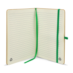 Carnet en carton avec détails colorés A5 à pages lignées couleur vert quatrière vue