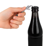 Porte-clés décapsuleur et ouvre-boîtes en aluminium léger couleur argenté troisième vue