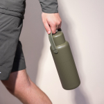 Thermos en acier inoxydable recyclé avec bouchon servant de tasse 1L couleur vert olive troisième vue