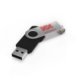 Clé USB impression intégrale en plastique, clip rotatif fabrication UE couleur noir