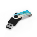 Clé USB impression intégrale en plastique, clip rotatif fabrication UE couleur noir