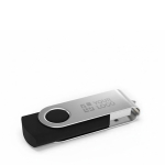 Clé USB impression intégrale en plastique, clip rotatif fabrication UE couleur noir avec zone d'impression
