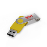 Clé USB impression intégrale en plastique, clip rotatif fabrication UE couleur jaune