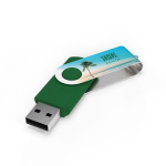 Clé USB impression intégrale en plastique, clip rotatif fabrication UE couleur vert