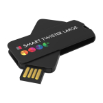 Clé USB impression intégrale en plastique rotatif fabriquée en Europe couleur noir