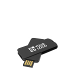 Clé USB impression intégrale en plastique rotatif fabriquée en Europe couleur noir avec zone d'impression