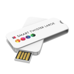 Clé USB impression intégrale en plastique rotatif fabriquée en Europe couleur blanc