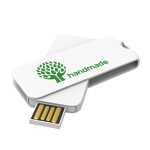 Clé USB impression intégrale en plastique rotatif fabriquée en Europe couleur blanc