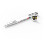 Stylo USB impression intégrale en caoutchouc et métal Europe couleur blanc