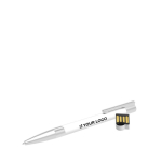Stylo USB impression intégrale en caoutchouc et métal Europe couleur blanc avec zone d'impression