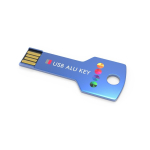 Clé USB impression intégrale en métal au format clé Europe couleur bleu