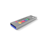 Clé USB impression intégrale en métal fabriquée en Europe avec œillet couleur argenté