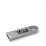 Clé USB impression intégrale en métal attachable fabriquée en Europe couleur argenté avec zone d'impression