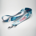 Tour de cou impression intégrale en polyester avec clip couleur blanc