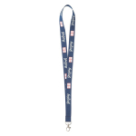 Tour de cou impression intégrale en polyester avec mousqueton ou clip couleur bleu ultramarine