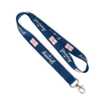 Tour de cou impression intégrale en polyester avec mousqueton ou clip couleur bleu ultramarine