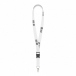 Tour de cou impression intégrale en polyester avec mousqueton ou clip couleur blanc vue avec zone d'impression