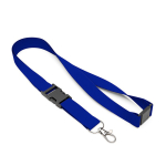 Tour de cou impression intégrale en polyester avec mousqueton ou clip couleur bleu électrique