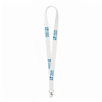 Tour de cou personnalisé en coton biologique avec mousqueton couleur blanc vue avec zone d'impression