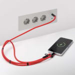Tour de cou impression intégrale pour téléphone avec chargeur Type C couleur rouge