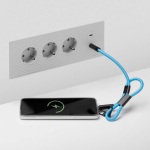 Tour de cou impression intégrale pour téléphone avec cable Type C couleur cyan