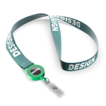 Tour de cou impression intégrale avec porte-badge rétractable couleur vert bouteille