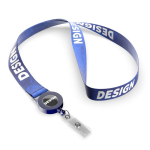 Tour de cou impression intégrale avec porte-badge rétractable couleur bleu marine
