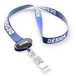 Tour de cou impression intégrale avec porte-badge rétractable couleur bleu marine