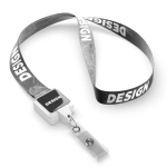 Tour de cou porte-badge impression intégrale en polyester couleur blanc