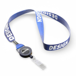Tour de cou impression intégrale en polyeste avec porte-badge couleur bleu ultramarine