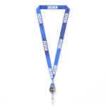Tour de cou impression intégrale en polyeste avec porte-badge couleur bleu ultramarine