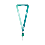 Tour de cou porte-badge impression intégrale en RPET et métal couleur vert bouteille troisième vue