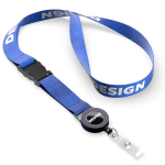 Tour de cou impression intégrale avec porte-badges détachable couleur bleu ultramarine