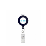 Porte-badge rétractable rond impression intégrale ⌀2 couleur bleu marine vue avec zone d'impression