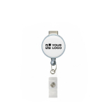 Porte-badge rétractable rond impression intégrale ⌀2.8 couleur gris vue avec zone d'impression