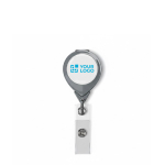 Porte-badge rétractable rond impression intégrale ⌀2.5 couleur gris vue avec zone d'impression