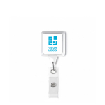 Porte-badge rétractable carré impression intégrale couleur blanc vue avec zone d'impression