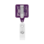 Porte-badge rétractable carré impression intégrale couleur violet troisième vue